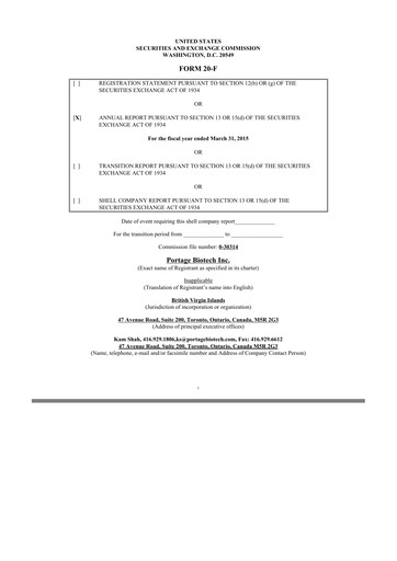 Thumbnail Portage Biotech 20-F Annual Report 