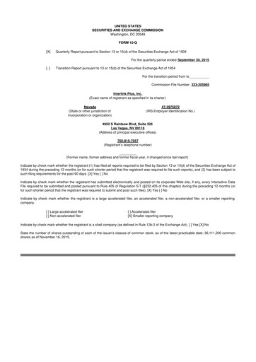Thumbnail Loop Media 10-Q Quarterly Report FY2016 