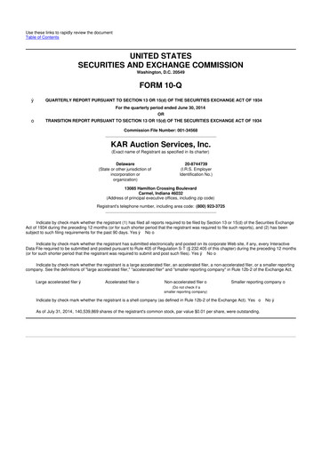 Thumbnail OPENLANE Corporate 10-Q Quarterly Report FY2014 