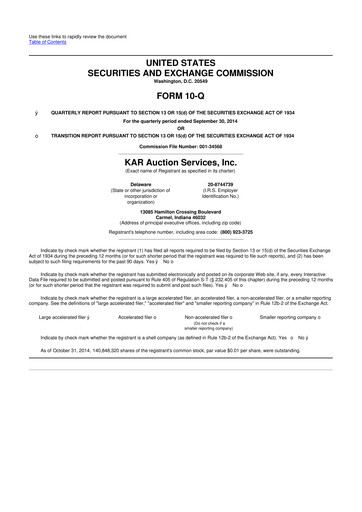 Thumbnail OPENLANE Corporate 10-Q Quarterly Report FY2014 