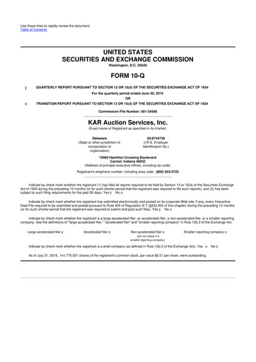 Thumbnail OPENLANE Corporate 10-Q Quarterly Report FY2015 