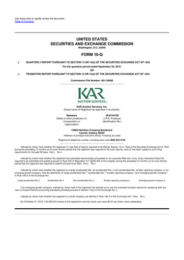 Thumbnail OPENLANE Corporate 10-Q Quarterly Report FY2018 