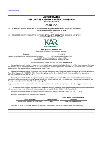 Thumbnail OPENLANE Corporate 10-Q Quarterly Report FY2019 