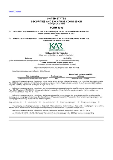 Thumbnail OPENLANE Corporate 10-Q Quarterly Report FY2019 