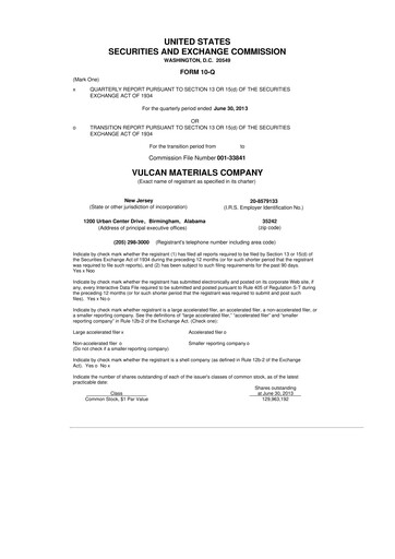 Thumbnail Vulcan Materials 10-Q Quarterly Report FY2013 