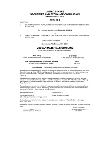 Thumbnail Vulcan Materials 10-Q Quarterly Report FY2013 