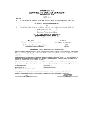Thumbnail Vulcan Materials 10-Q Quarterly Report FY2015 