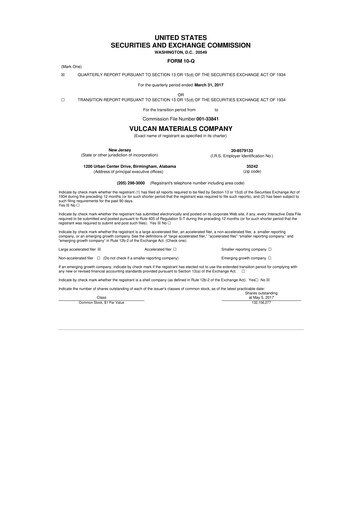 Thumbnail Vulcan Materials 10-Q Quarterly Report FY2017 