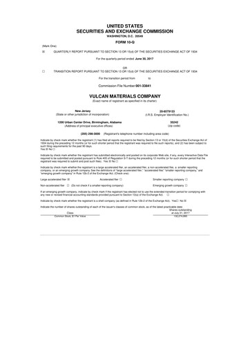 Thumbnail Vulcan Materials 10-Q Quarterly Report FY2017 