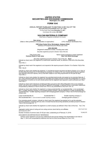 Thumbnail Vulcan Materials 10-K Annual Report 2017