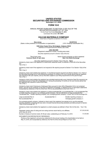 Thumbnail Vulcan Materials 10-K Annual Report 2018