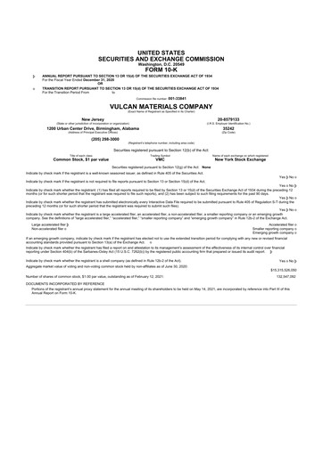 Thumbnail Vulcan Materials 10-K Annual Report 2020