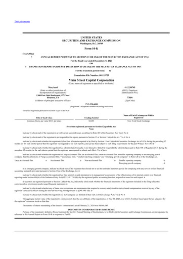 Thumbnail Main Street Capital
 10-K Annual Report 2023