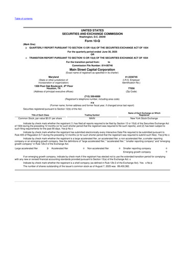 Thumbnail Main Street Capital
 10-Q Quarterly Report FY2025 