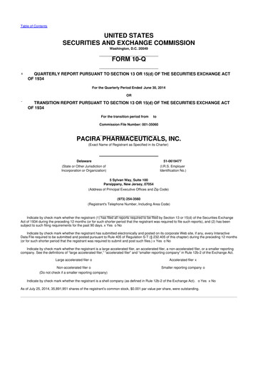 Miniature Pacira Biosciences
 10-Q Rapport trimestriel 2014 
