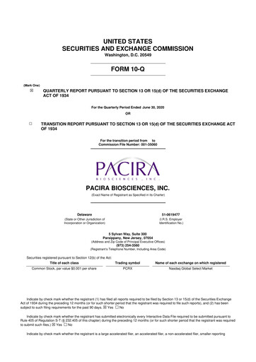 Miniature Pacira Biosciences
 10-Q Rapport trimestriel 2020 