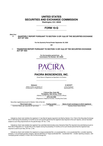 Miniature Pacira Biosciences
 10-Q Rapport trimestriel 2020 