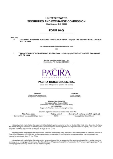 Miniature Pacira Biosciences
 10-Q Rapport trimestriel 2021 