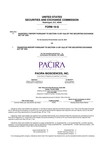 Miniature Pacira Biosciences
 10-Q Rapport trimestriel 2024 