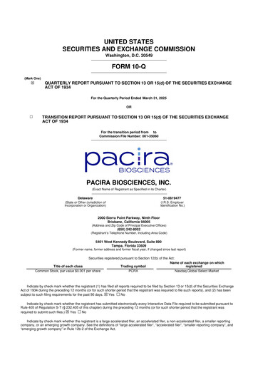 Miniature Pacira Biosciences
 10-Q Rapport trimestriel 2025 
