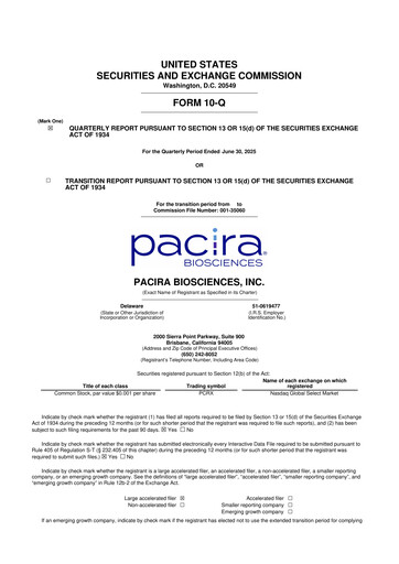 Miniature Pacira Biosciences
 10-Q Rapport trimestriel 2025 