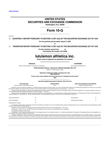 Thumbnail lululemon athletica 10-Q Quarterly Report FY2020 