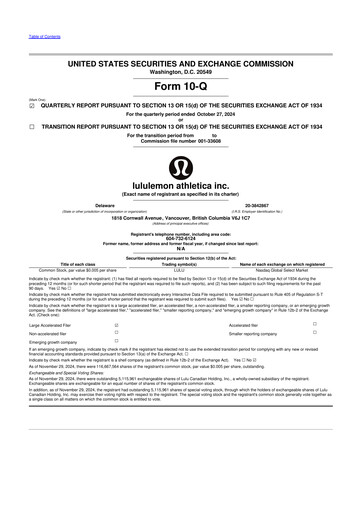 Thumbnail lululemon athletica 10-Q Quarterly Report FY2024 