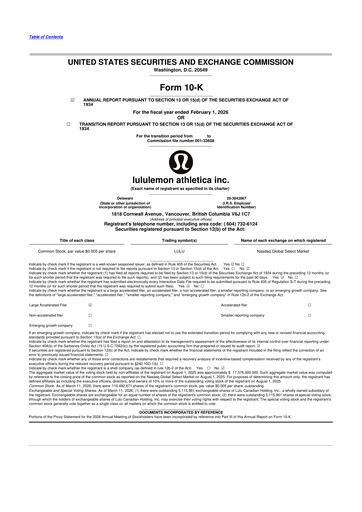 Thumbnail lululemon athletica 10-K Annual Report 2025