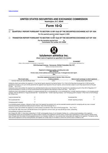 Thumbnail lululemon athletica 10-Q Quarterly Report FY2026 