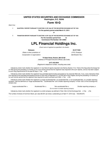 Vorschaubild LPL Financial
 10-Q Quartalsbericht 2013 