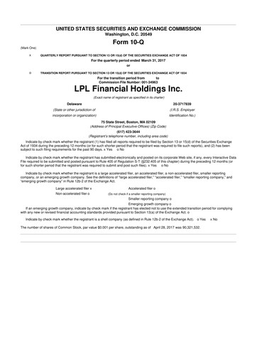 Vorschaubild LPL Financial
 10-Q Quartalsbericht 2017 