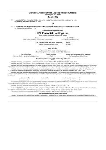 Thumbnail LPL Financial
 10-K Annual Report 2019