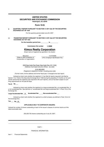 Vorschaubild Kimco Realty
 10-Q Quartalsbericht  