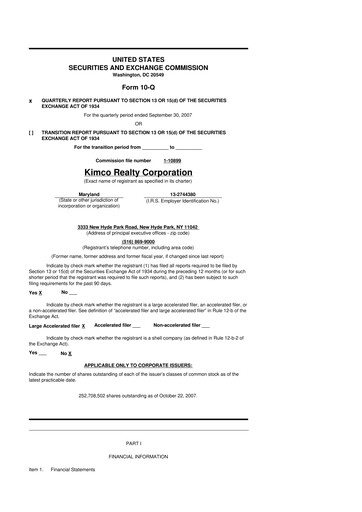 Vorschaubild Kimco Realty
 10-Q Quartalsbericht  