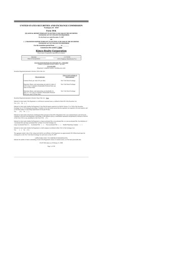 Miniature Kimco Realty
 10-K Rapport annuel 