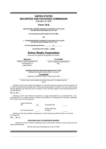 Vorschaubild Kimco Realty
 10-Q Quartalsbericht  