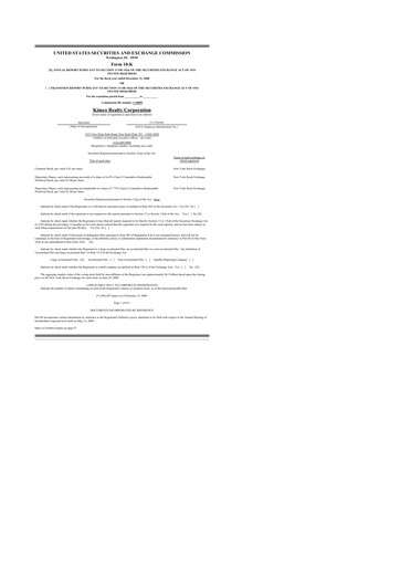 Miniature Kimco Realty
 10-K Rapport annuel 