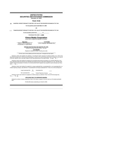 Vorschaubild Kimco Realty
 10-Q Quartalsbericht  