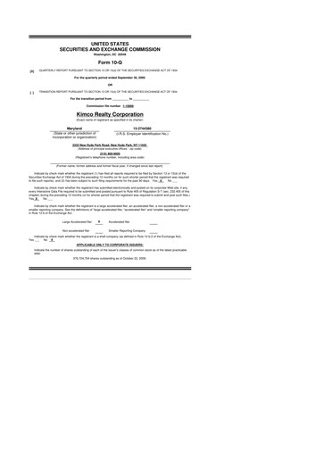Vorschaubild Kimco Realty
 10-Q Quartalsbericht  