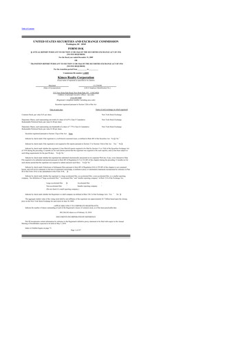 Miniature Kimco Realty
 10-K Rapport annuel 