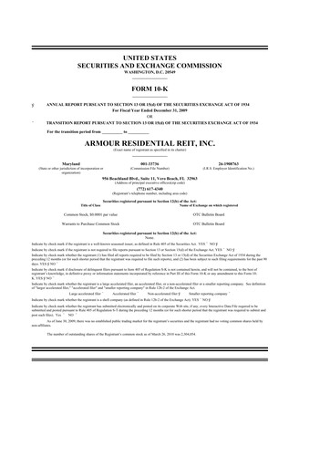 Thumbnail ARMOUR Residential REIT 10-K Annual Report 