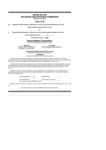 Vorschaubild Kimco Realty
 10-Q Quartalsbericht 2010 