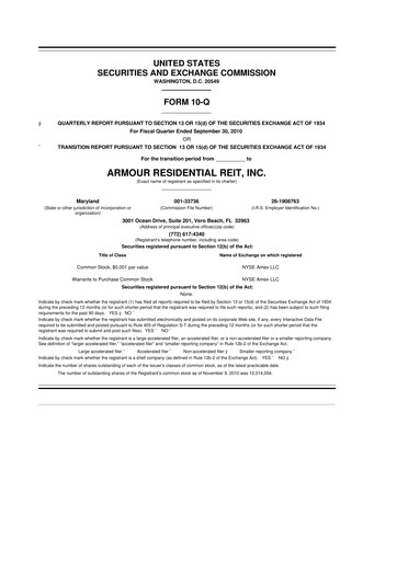 Thumbnail ARMOUR Residential REIT 10-Q Quarterly Report FY 