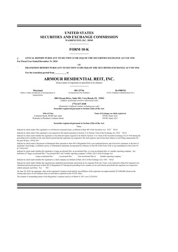 Thumbnail ARMOUR Residential REIT 10-K Annual Report 