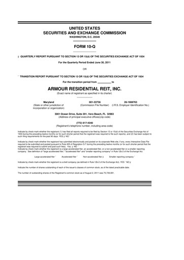 Thumbnail ARMOUR Residential REIT 10-Q Quarterly Report FY2011 