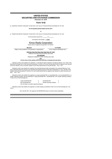 Vorschaubild Kimco Realty
 10-Q Quartalsbericht 2011 