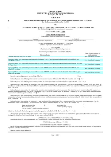 Miniature Kimco Realty
 10-K Rapport annuel 2012
