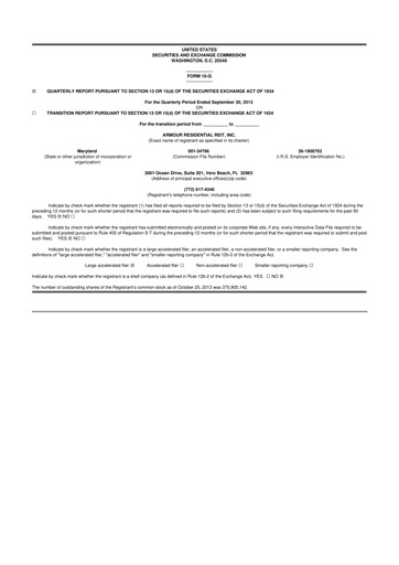 Thumbnail ARMOUR Residential REIT 10-Q Quarterly Report FY2013 