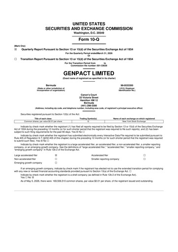 Thumbnail Genpact 10-Q Quarterly Report FY 