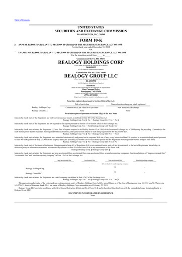 Miniature Anywhere Real Estate 10-K Rapport annuel 2012